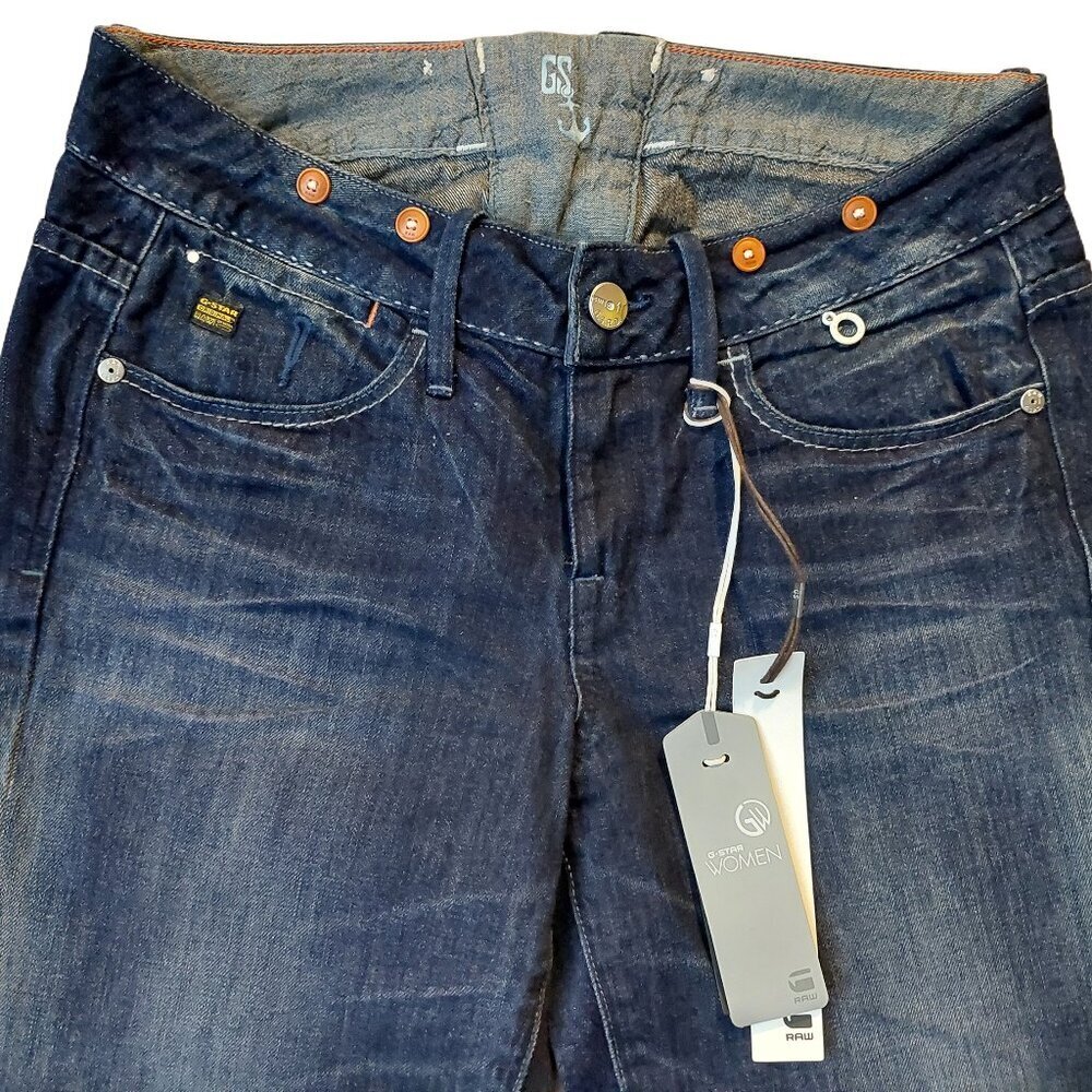 Retro Vintage G-Star Abby Flare Bootcut Medium Age Blue Denim Jeans Sz 27 NWT - Picture 6 of 14